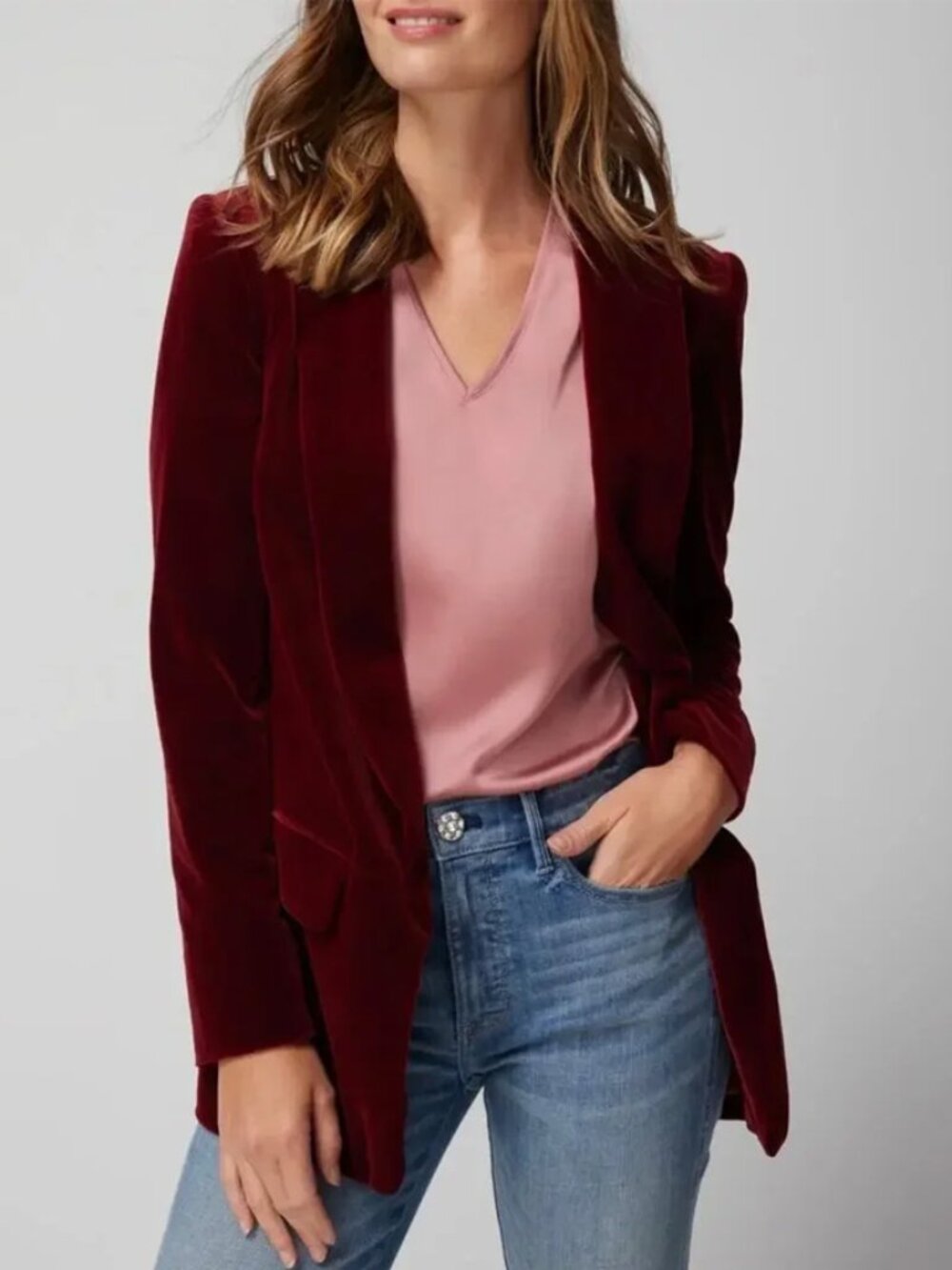 White House Black Market Maroon Velvet Blazer NWT NEW Size 2